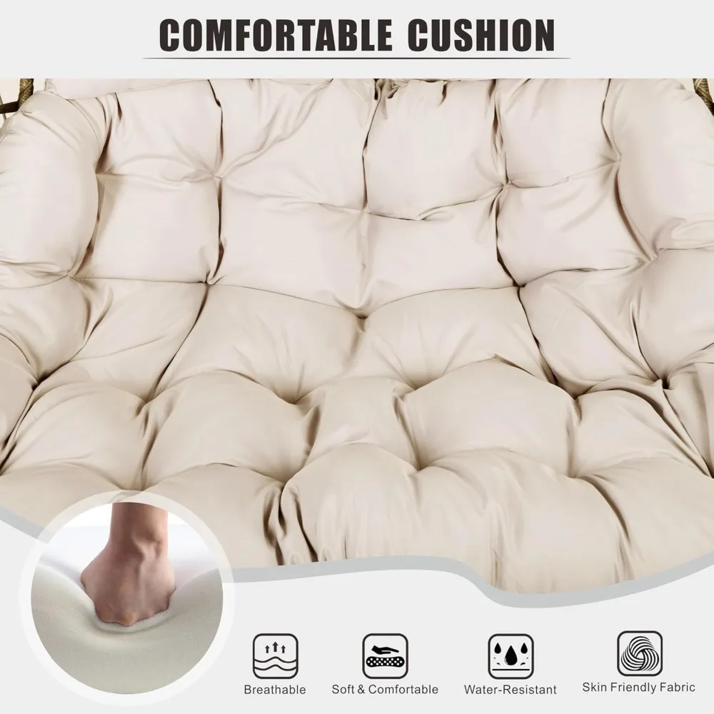 Double Hanging Egg Chair wth Stand, Patio Hammock Swing Chair with Cushion Loveseat, Customized
Double Hanging Egg Chair wth Stand, Patio Hammock Swing Chair with Cushion Loveseat, Customized