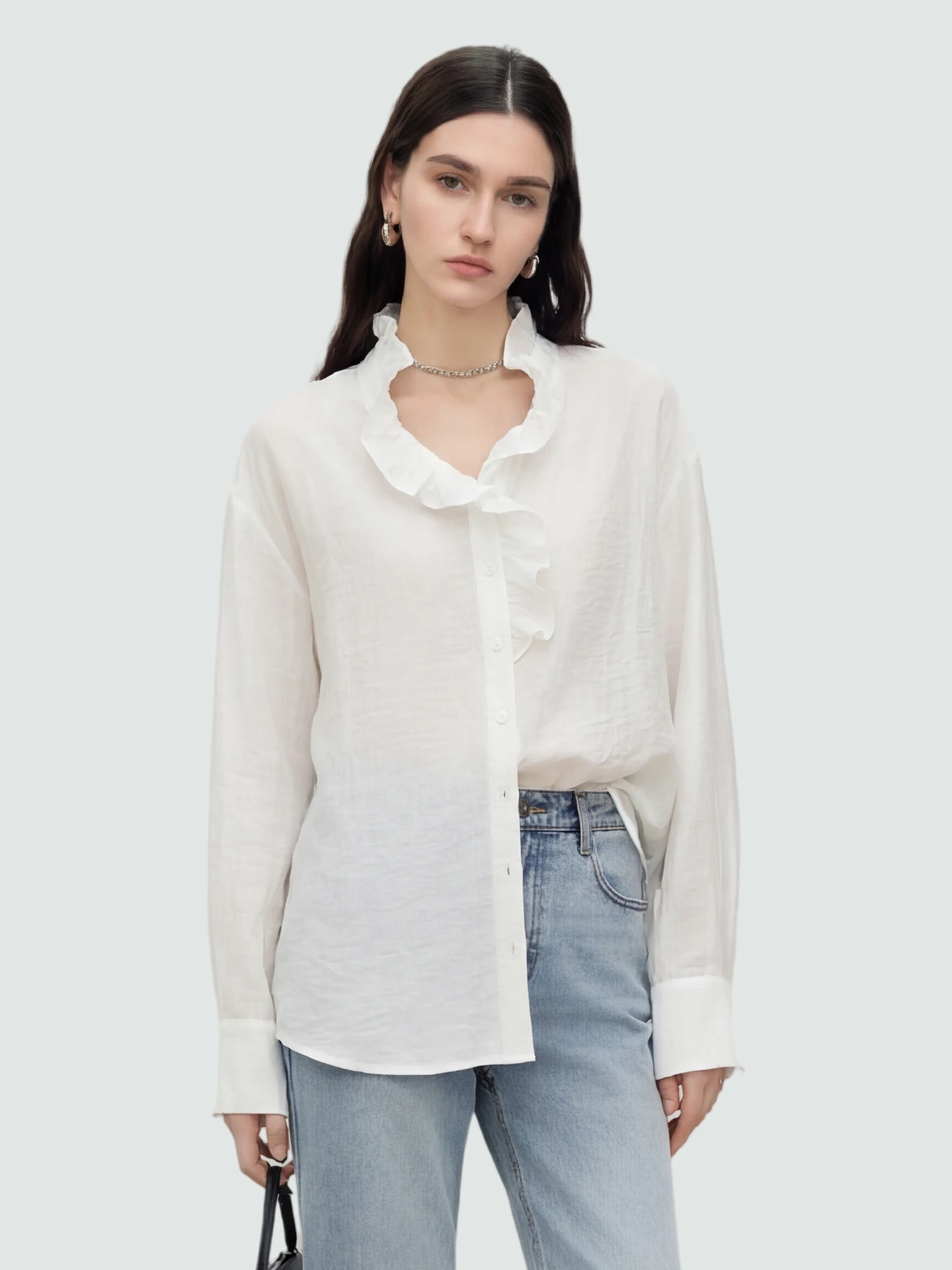 Женская блузка SueM в стиле барокко с волнистым воротником и рюшами, свободного кроя, для повседневной носки, белая, весенняя новинка, дышащая, комфортная, с длинными рукавами
Женская блузка SueM в стиле барокко с волнистым воротником и рюшами, свободного кроя, для повседневной носки, белая, весенняя новинка, дышащая, комфортная, с длинными рукавами