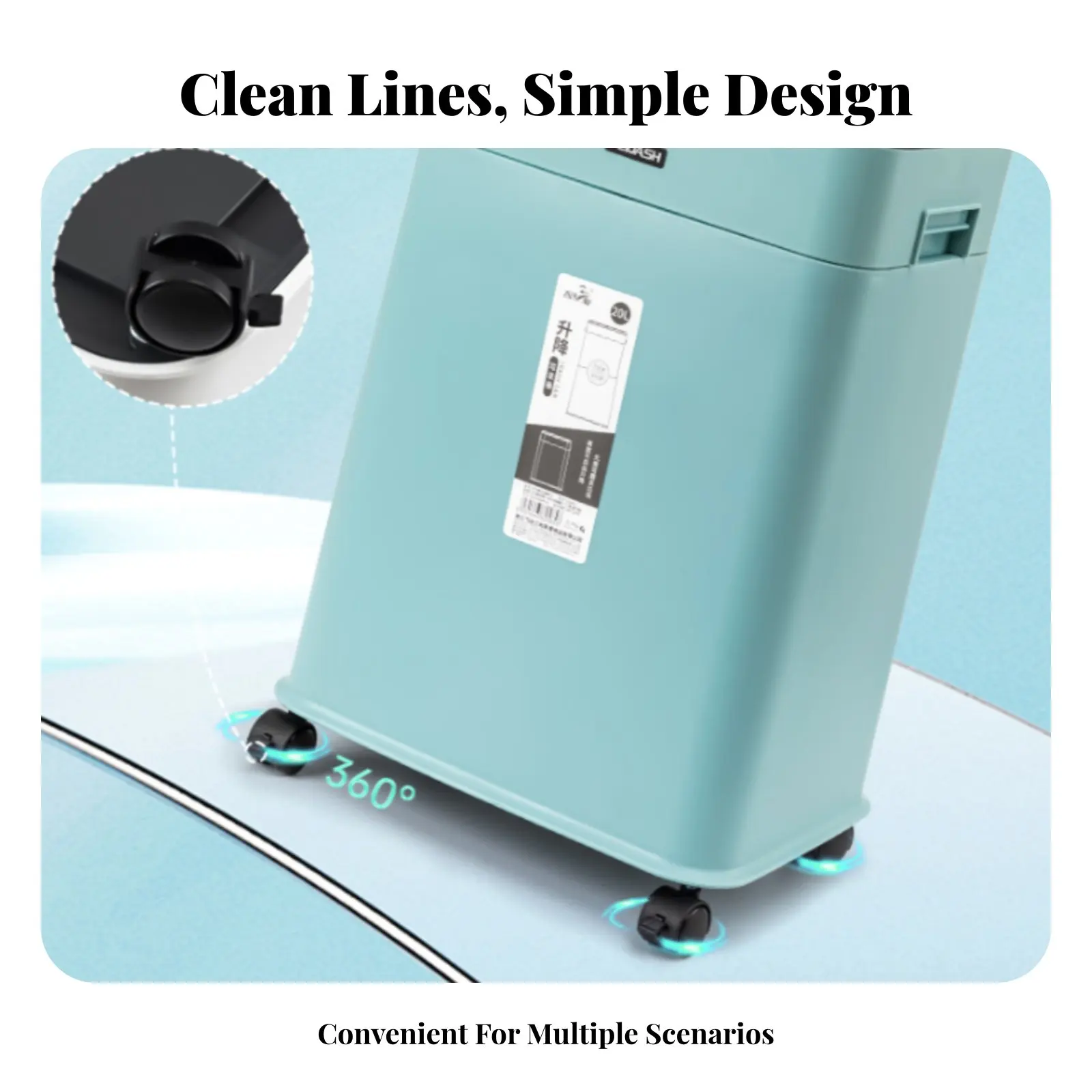 Rolling Garbage Bin with Lid No-Bend Design Large Capacity Wheeled Trash Can Rolling Garbage Bin Japanese Design for Living Room
Rolling Garbage Bin with Lid No-Bend Design Large Capacity Wheeled Trash Can Rolling Garbage Bin Japanese Design for Living Room