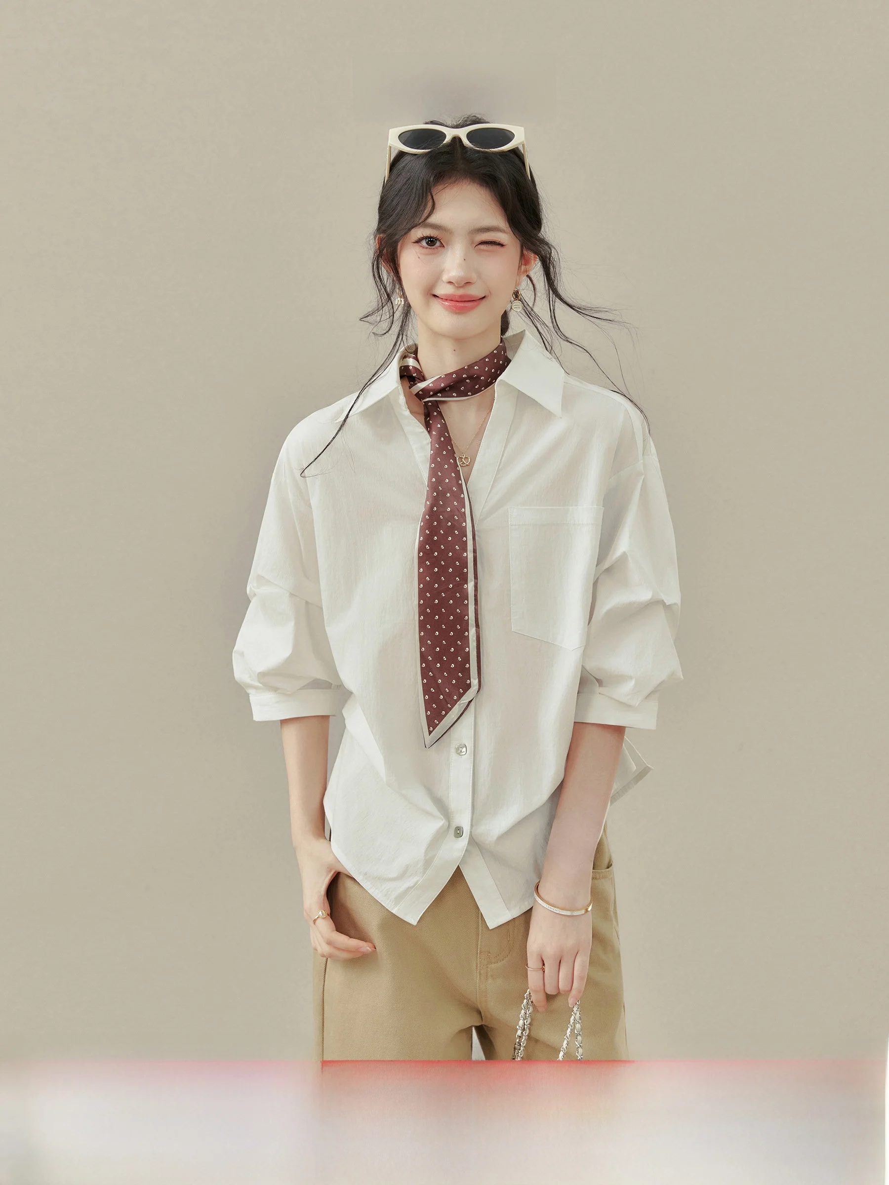 Loose Fit White Shirt Half Sleeve Turn-down Collar Design Sensation Daily Vibe plus Size Spring Fashion Ladies' Premium Clothing
Loose Fit White Shirt Half Sleeve Turn-down Collar Design Sensation Daily Vibe plus Size Spring Fashion Ladies' Premium Clothing