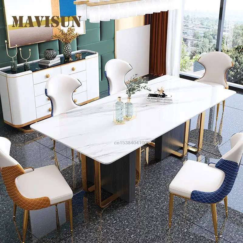 Modern Restaurant Dinning Furniture Simple Wooden Base Table With Golden Luxury Stainless Steel Frame Sltae Kitchen Table 1.8m
Modern Restaurant Dinning Furniture Simple Wooden Base Table With Golden Luxury Stainless Steel Frame Sltae Kitchen Table 1.8m