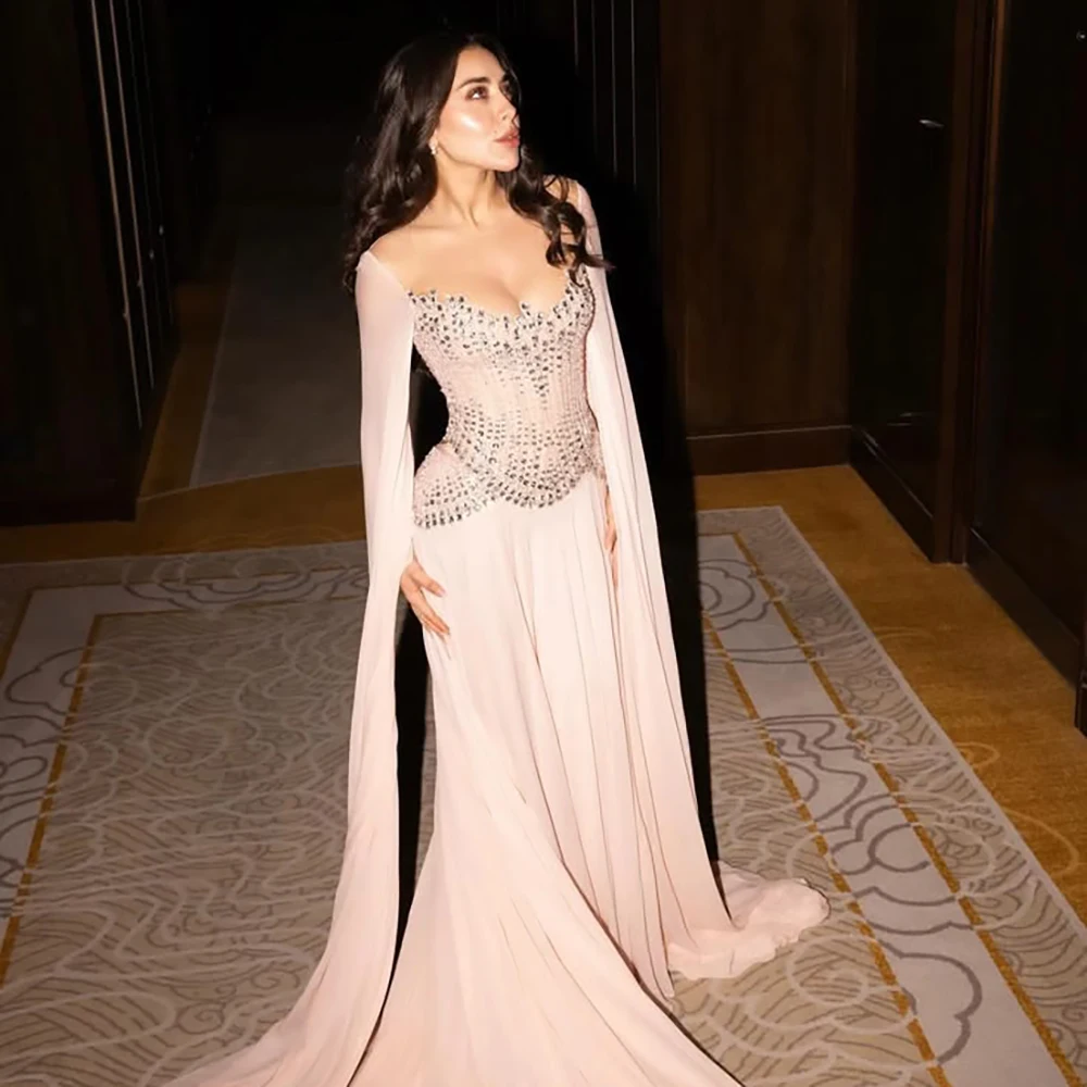 Exquisite Women's Blush Pink Beaded Maxi Evening Dresses Elegant Cape Sleeve Formal Gown Prom Wedding Party Female Clothing
Exquisite Women's Blush Pink Beaded Maxi Evening Dresses Elegant Cape Sleeve Formal Gown Prom Wedding Party Female Clothing