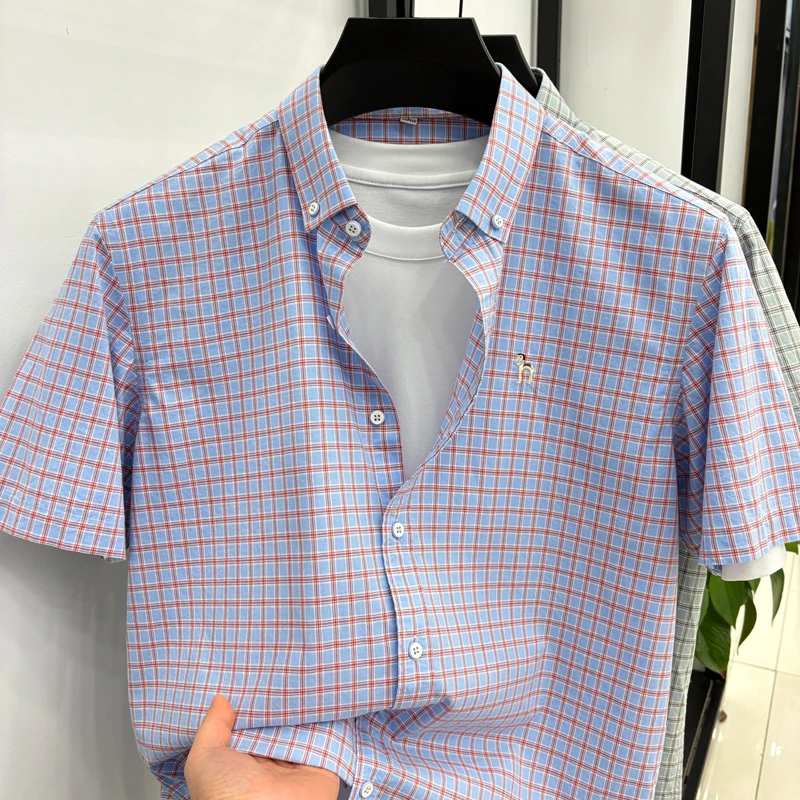 2026 Summer Pure Cotton Short Sleeved Shirt Men's Pure Cotton Checkered Embroidered Business Casual Shirt
2026 Summer Pure Cotton Short Sleeved Shirt Men's Pure Cotton Checkered Embroidered Business Casual Shirt
