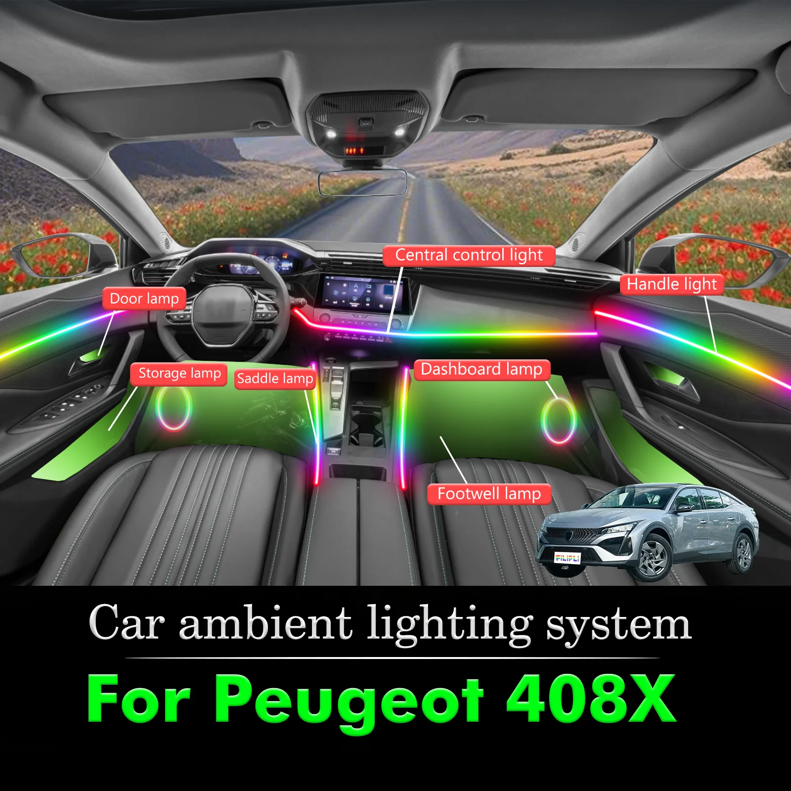 For Peugeot 408X Car Interior Decorative Ambient Light RGB 64-Color LED Smart Remote Control Energy Saving Lamp Kit
For Peugeot 408X Car Interior Decorative Ambient Light RGB 64-Color LED Smart Remote Control Energy Saving Lamp Kit