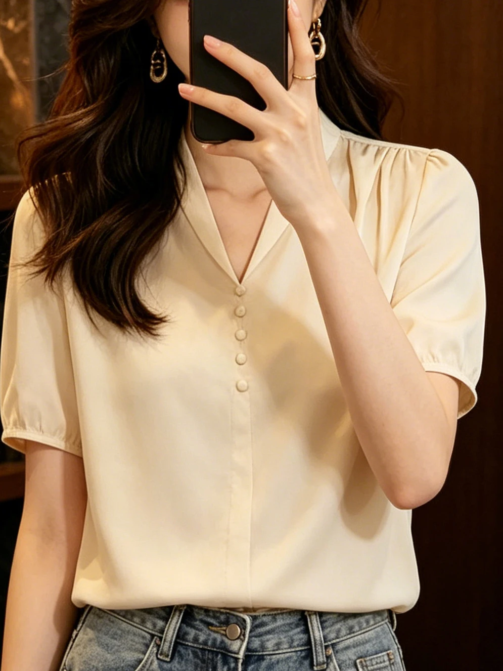 Summer New Style Women's Shirt V-Neck Short Sleeve Professional Commute Fashionable Versatile Large Size Korean Version
Summer New Style Women's Shirt V-Neck Short Sleeve Professional Commute Fashionable Versatile Large Size Korean Version