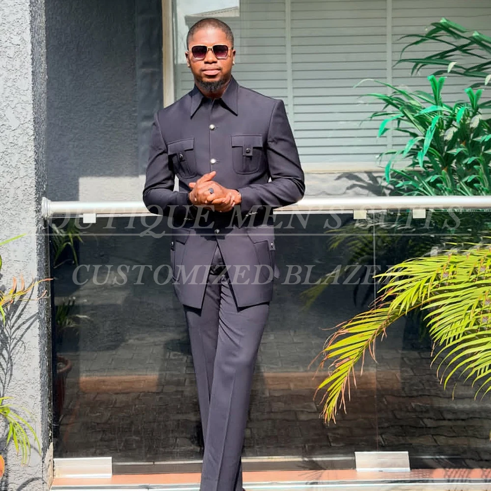 Jodhpuri Men's Suits Fashion Single Breasred Stand Lapel Blazer Navy Blue Slim Fit Business 2 Piece Jacket Pants Outfits
Jodhpuri Men's Suits Fashion Single Breasred Stand Lapel Blazer Navy Blue Slim Fit Business 2 Piece Jacket Pants Outfits