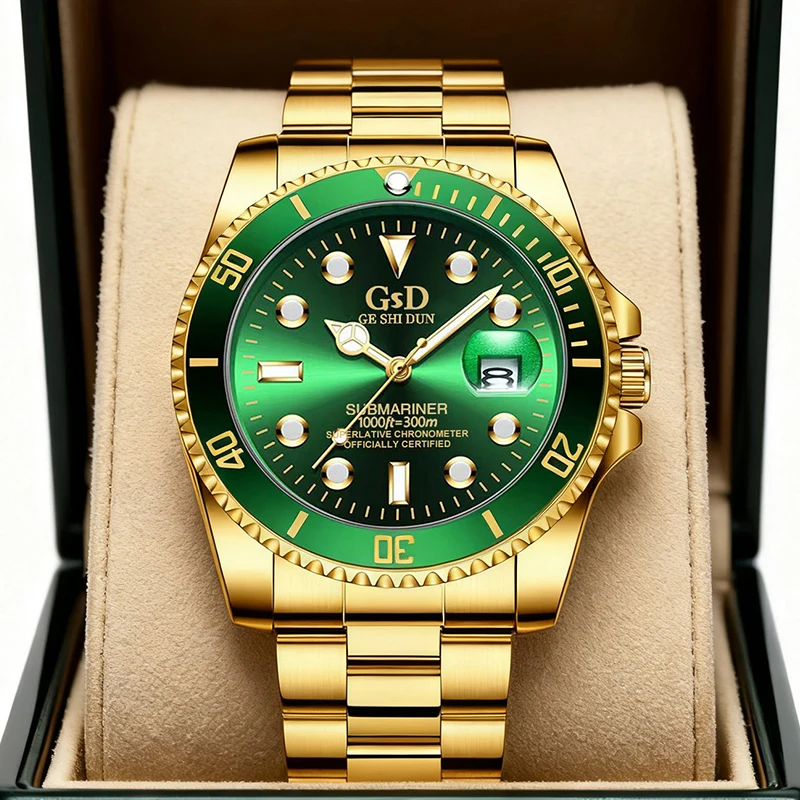 A men's gold steel band luxury, exquisite, elegant, versatile mechanical watch
A men's gold steel band luxury, exquisite, elegant, versatile mechanical watch