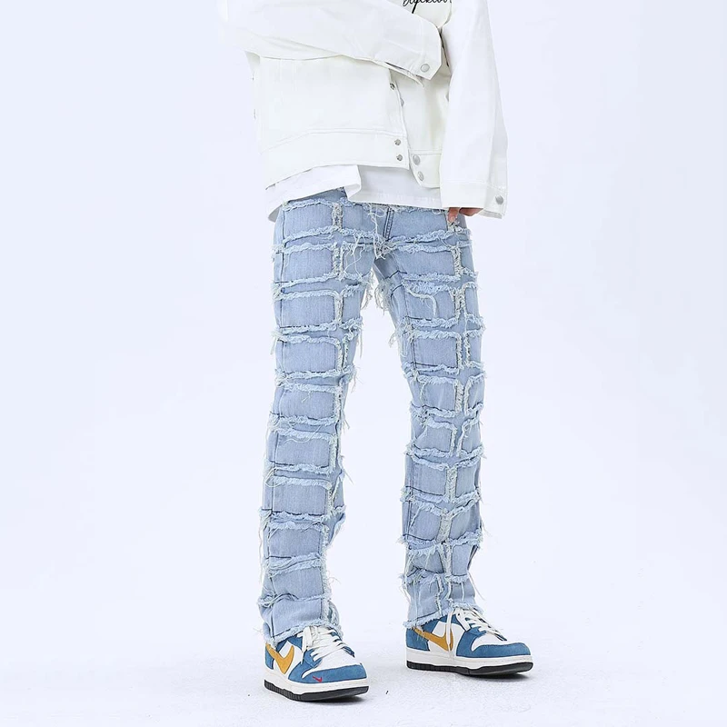 High Street Hip-hop Men's Straight Trousers Vintage Fringed Fur Patch Jeans Couples Harajuku Fashion Loose Washable Pants Unisex
High Street Hip-hop Men's Straight Trousers Vintage Fringed Fur Patch Jeans Couples Harajuku Fashion Loose Washable Pants Unisex