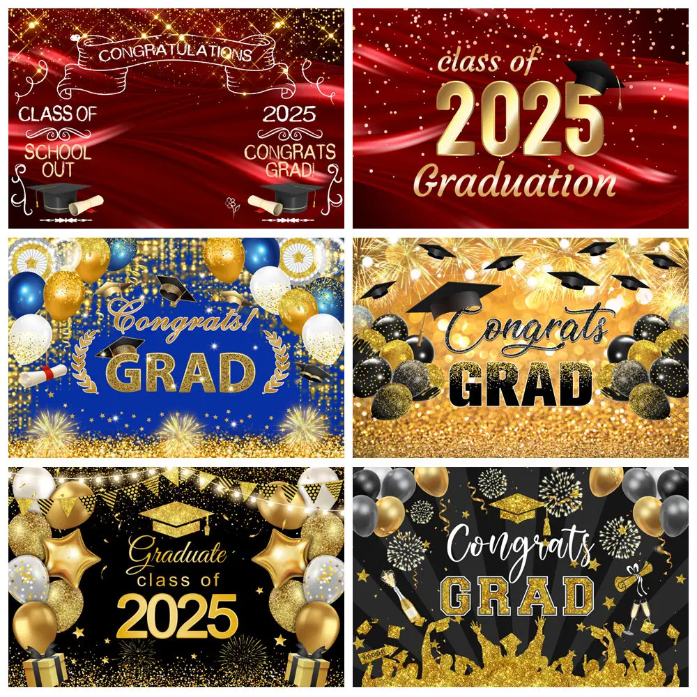 2025 Graduation Ceremony Backdrop Class of 2025 Congratulation Bachelor Hat Black Gold Graduates Party Photography Background
2025 Graduation Ceremony Backdrop Class of 2025 Congratulation Bachelor Hat Black Gold Graduates Party Photography Background