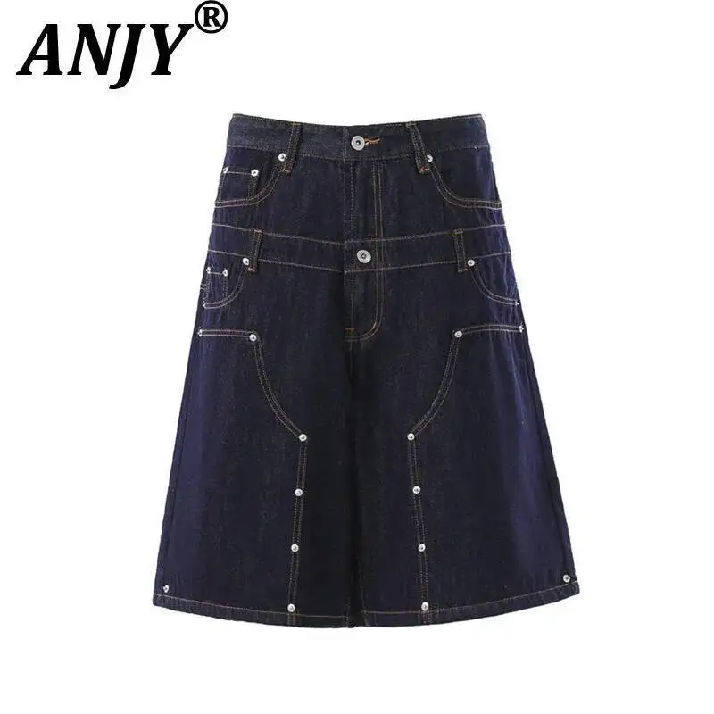 ANJY Spring Summer New Women Tide Vintage Rivet-Deconstructed Double-waistband Design Denim Cropped Pants Wide-Leg Shorts A23833
ANJY Spring Summer New Women Tide Vintage Rivet-Deconstructed Double-waistband Design Denim Cropped Pants Wide-Leg Shorts A23833