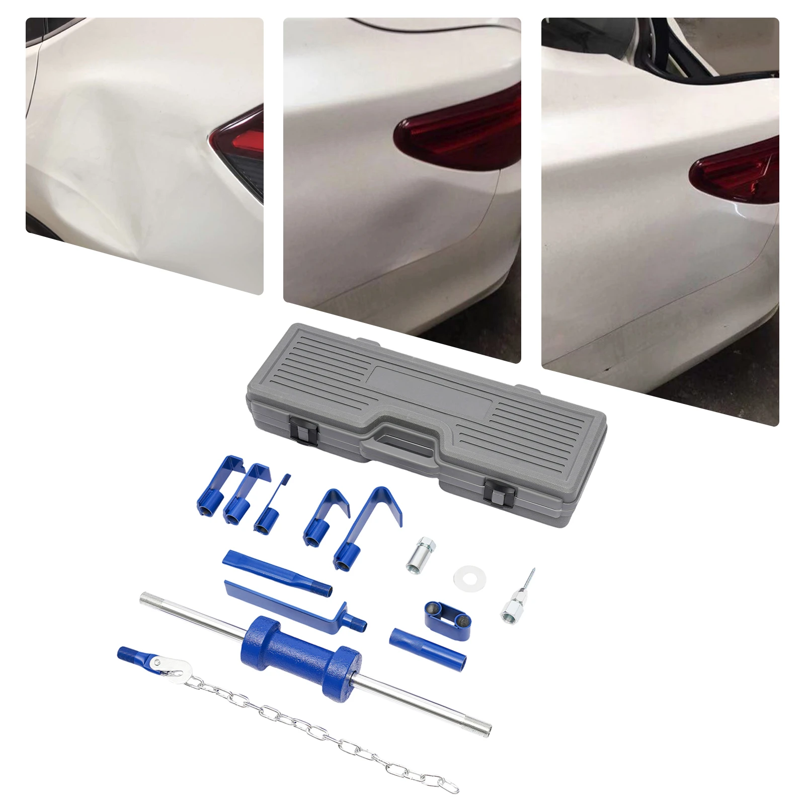 22.93in Long Dent Repair Tool, Metal Material Dent Puller, Slide Hammer Dent Puller Set With Portable Toolbox For Homes, Repair Shops
22.93in Long Dent Repair Tool, Metal Material Dent Puller, Slide Hammer Dent Puller Set With Portable Toolbox For Homes, Repair Shops