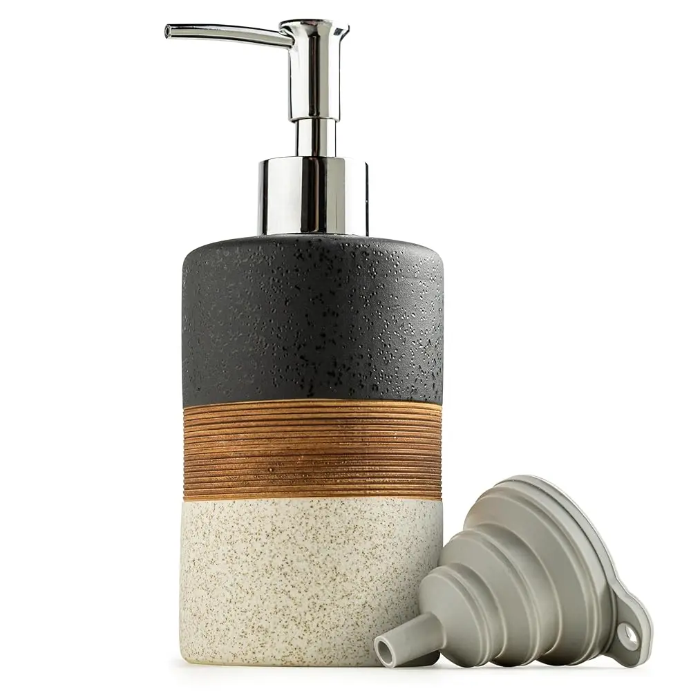 Dish Soap Dispenser Set with Silicone Funnel, Hand Soap, Shampoo, Body Wash, Ceramic Liquid Soap Dispenser for Kitchen and Ba
Dish Soap Dispenser Set with Silicone Funnel, Hand Soap, Shampoo, Body Wash, Ceramic Liquid Soap Dispenser for Kitchen and Ba