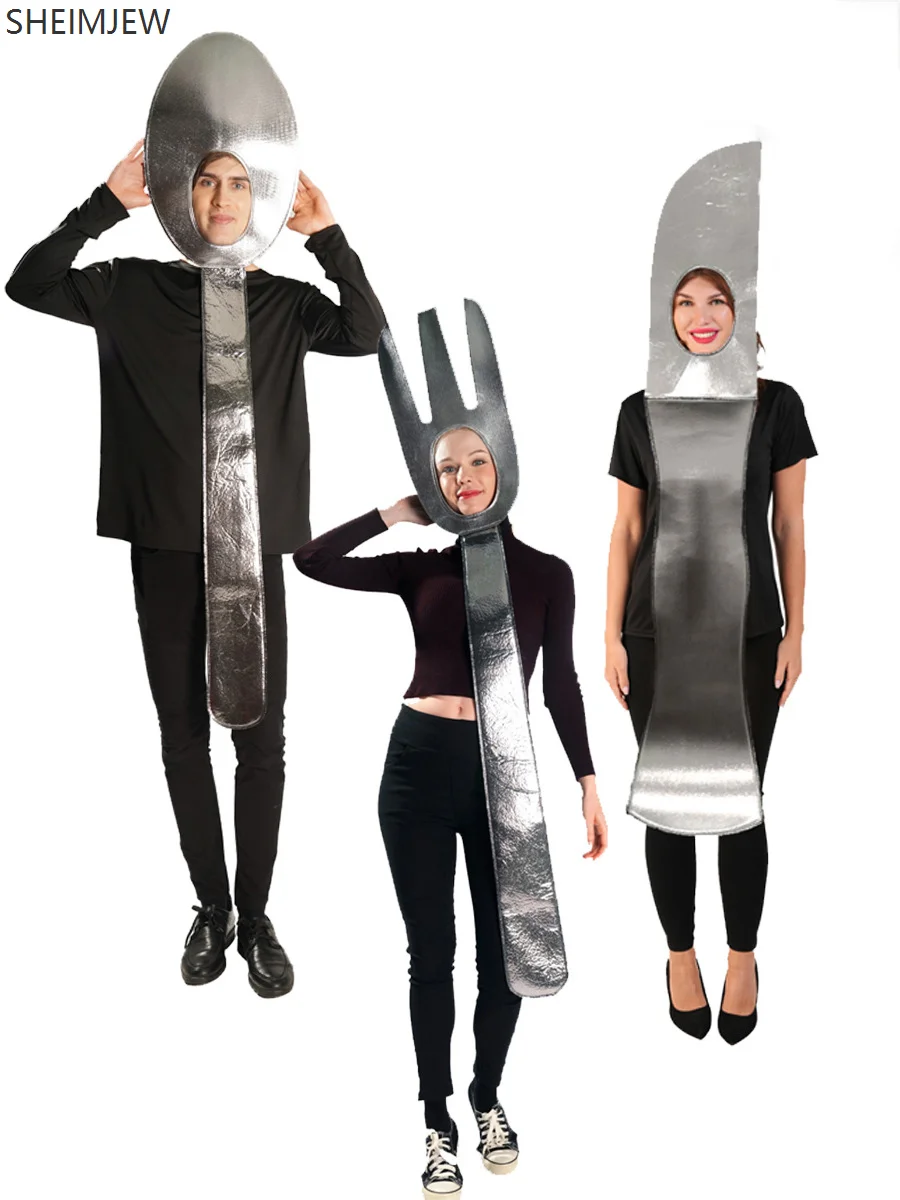 Adult Knife Fork Spoon Role Play Costume Halloween Carnival Tableware Disguise Clothes Couple Fancy Stage Performance Dress Up
Adult Knife Fork Spoon Role Play Costume Halloween Carnival Tableware Disguise Clothes Couple Fancy Stage Performance Dress Up