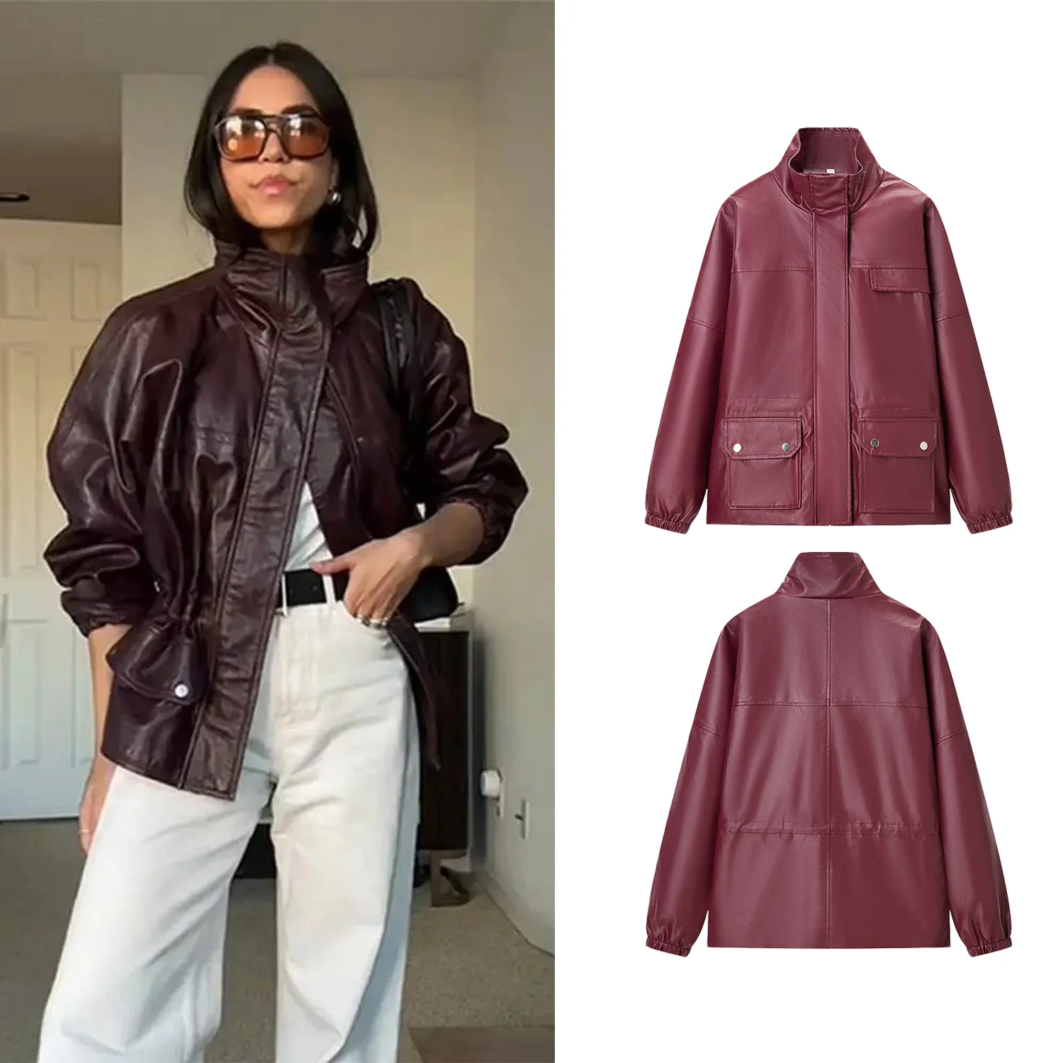Women Short Faux Leather Jacket Autumn Winter Female Long Sleeve Stand Collar Single Breasted Coat Lady Zipper Pocket Outwear
Women Short Faux Leather Jacket Autumn Winter Female Long Sleeve Stand Collar Single Breasted Coat Lady Zipper Pocket Outwear