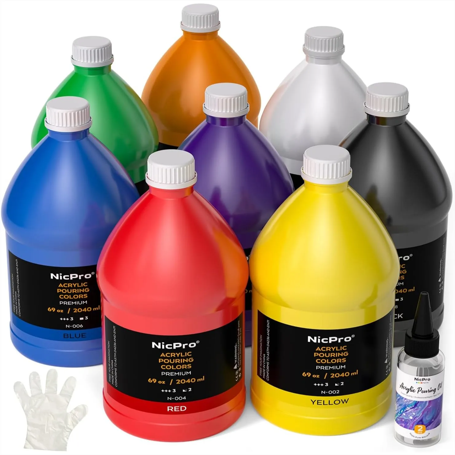 Acrylic Pour Paint Set 8 Colors 69oz Each with Silicone Oil Gloves for Cell Creation Flow DIY
Acrylic Pour Paint Set 8 Colors 69oz Each with Silicone Oil Gloves for Cell Creation Flow DIY