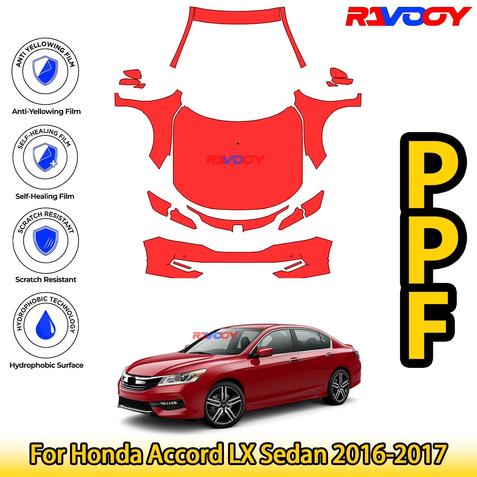 Для Honda Accord LX Sedan 2016-2017 глянцевая матовая черная предварительно вырезанная передняя защитная пленка PPF Kit
Для Honda Accord LX Sedan 2016-2017 глянцевая матовая черная предварительно вырезанная передняя защитная пленка PPF Kit