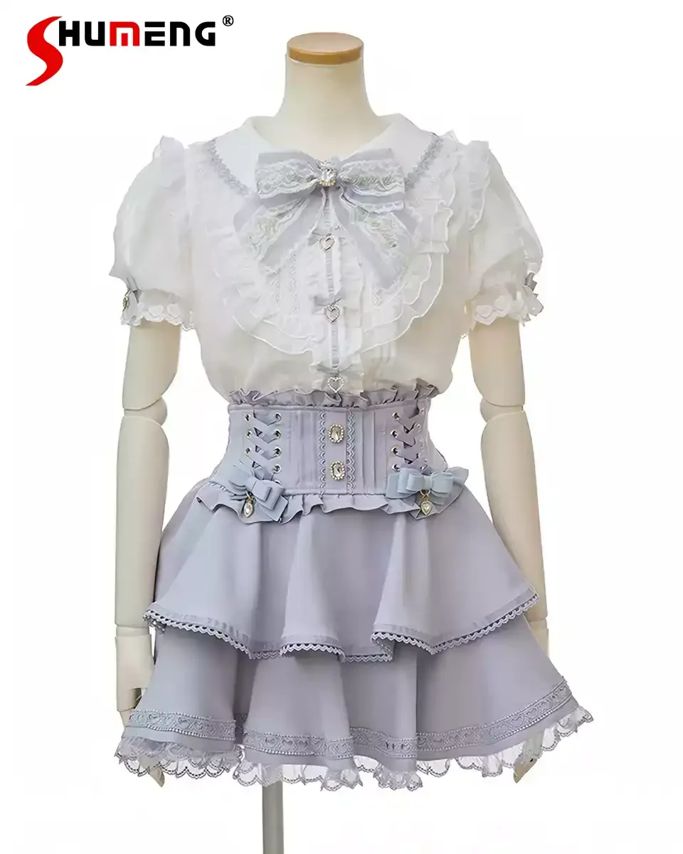 Japanese Mines Style Mass-produced Embroidered Navy Collar Lace Bow Bubble Sleeve Sweet Versatile Lolita Shirts Tops for Women
Japanese Mines Style Mass-produced Embroidered Navy Collar Lace Bow Bubble Sleeve Sweet Versatile Lolita Shirts Tops for Women
