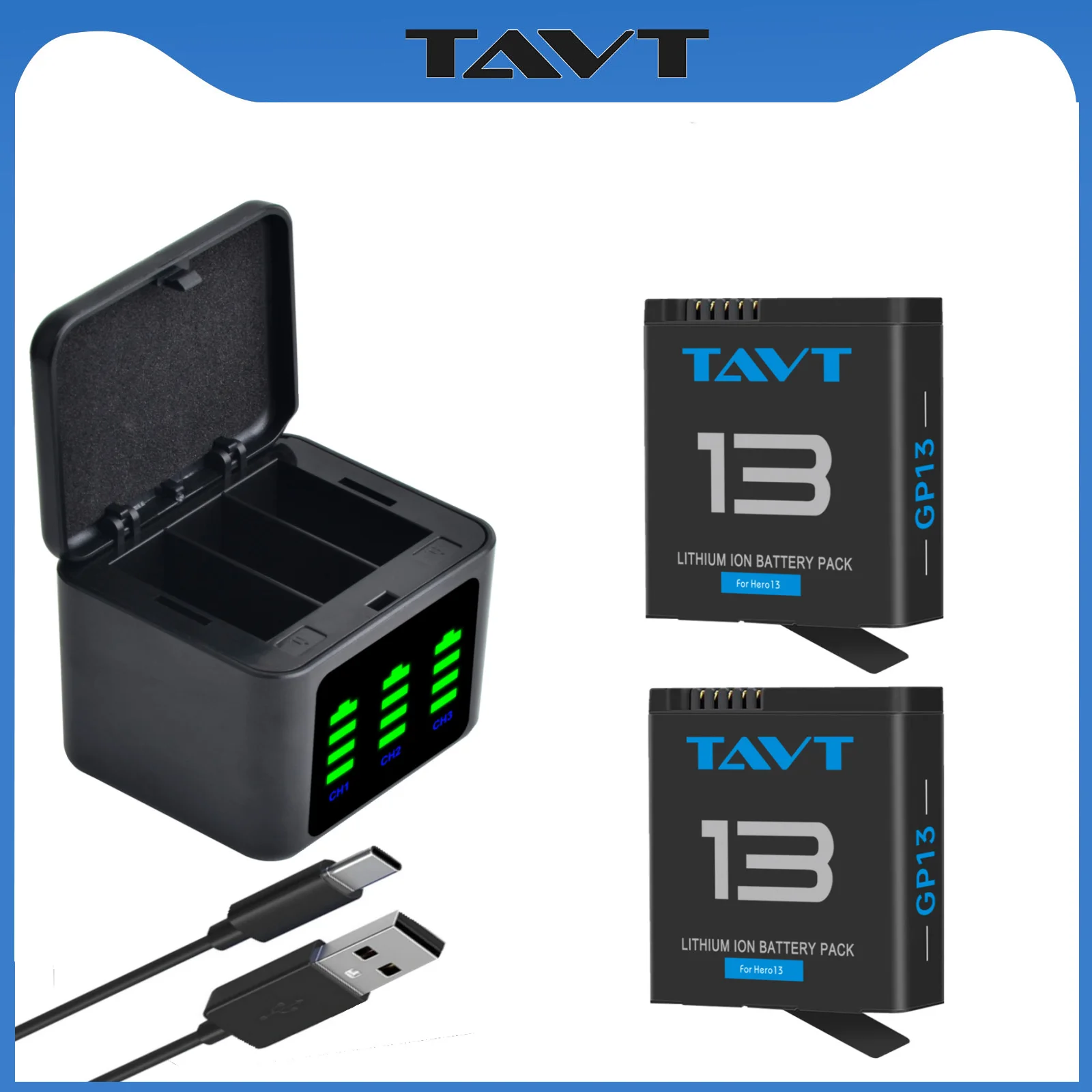 TAVT Battery for GoPro Hero 13 Li-ion Battery Motion Camera Battery+3-Slots Box Charger GoPro Hero 13 Black Camera Accessories
TAVT Battery for GoPro Hero 13 Li-ion Battery Motion Camera Battery+3-Slots Box Charger GoPro Hero 13 Black Camera Accessories