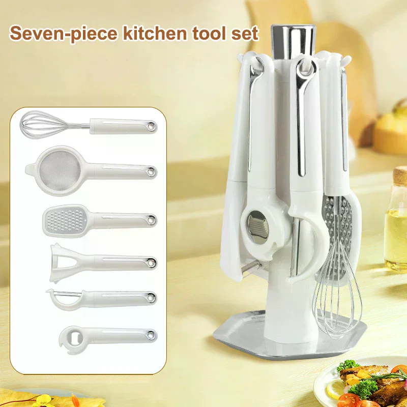 7-piece Kitchen Utensil Set With Bottle Opener And Storage Rack, Including Bottle Opener, Peeler, Suitable For Home Kitchen
7-piece Kitchen Utensil Set With Bottle Opener And Storage Rack, Including Bottle Opener, Peeler, Suitable For Home Kitchen