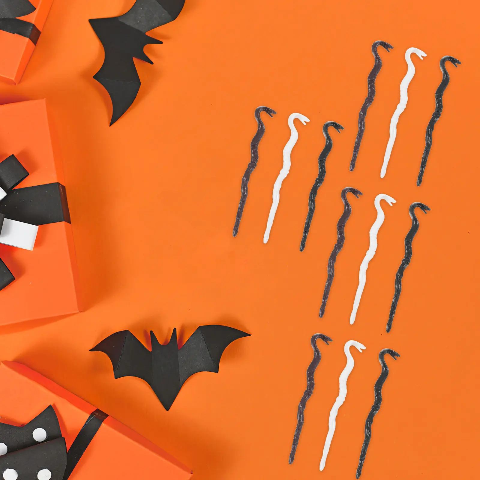 48Pcs Halloween Snake Head Mini Cane Compact Lightweight Plastic Decorative Wand for Party Cosplay Haunted House Scare Prop
48Pcs Halloween Snake Head Mini Cane Compact Lightweight Plastic Decorative Wand for Party Cosplay Haunted House Scare Prop