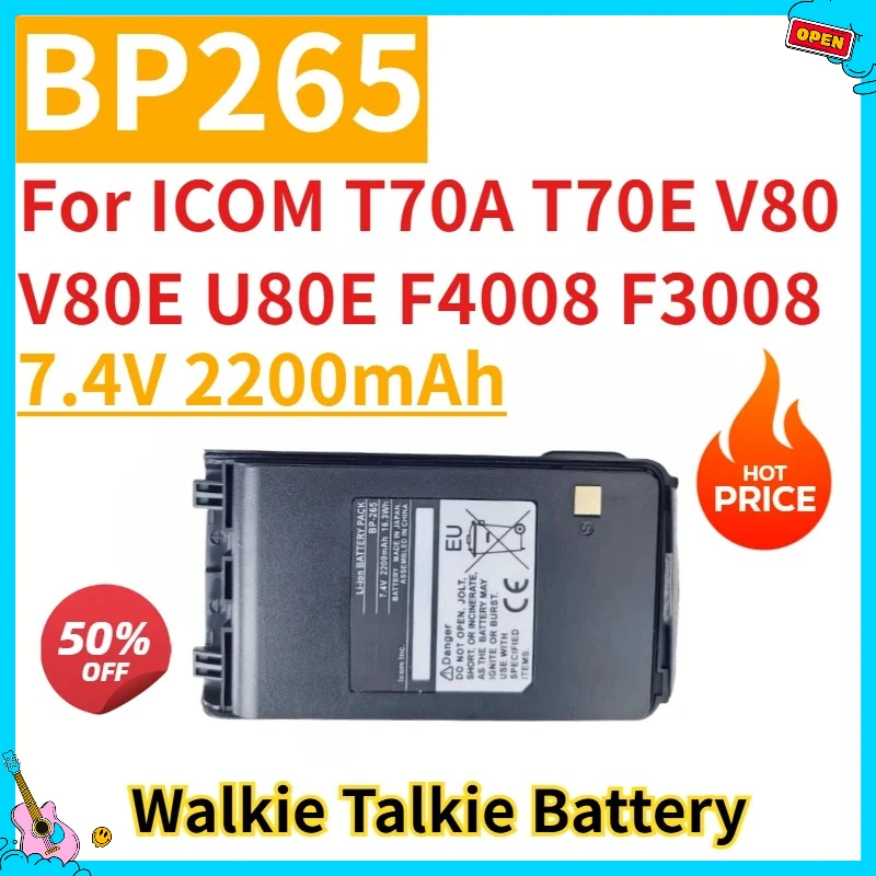 New Replacement Rechargeable Walkie Talkie Battery 7.4V 2200mAh BP265 for ICOM T70A T70E V80 V80E U80E F4008 F3008
New Replacement Rechargeable Walkie Talkie Battery 7.4V 2200mAh BP265 for ICOM T70A T70E V80 V80E U80E F4008 F3008