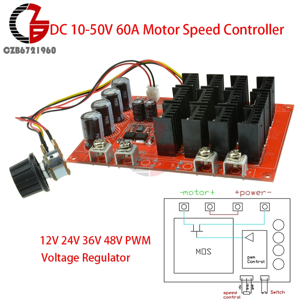 DC 10-50V 60A Motor Speed Controller 12V 24V 36V 48V PWM High Power Drive Module 15000HZ 3000W MAX Voltage Regulator
DC 10-50V 60A Motor Speed Controller 12V 24V 36V 48V PWM High Power Drive Module 15000HZ 3000W MAX Voltage Regulator