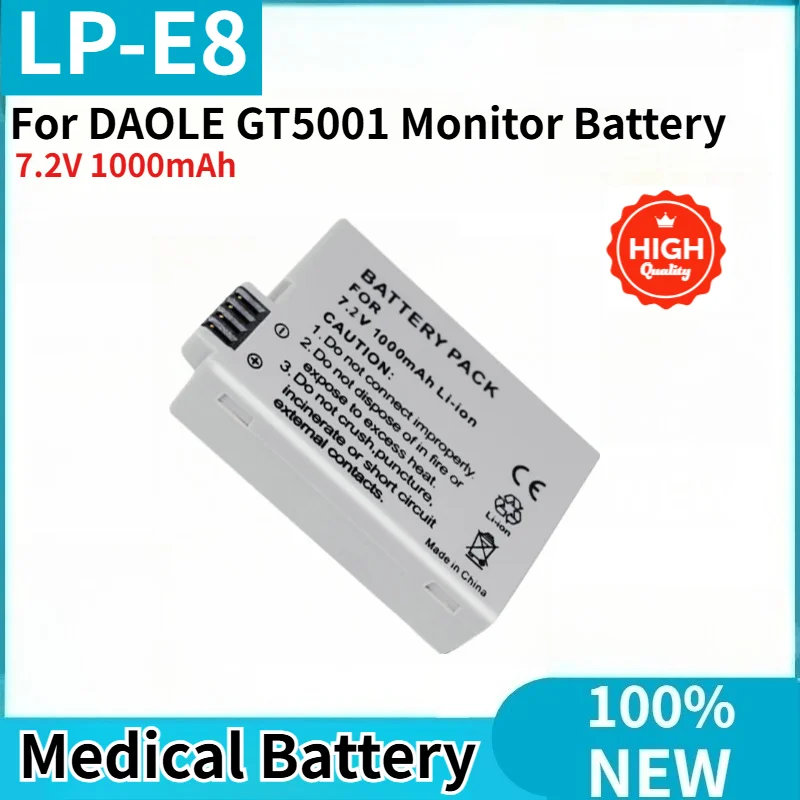 LP-E8 Medical Battery for DAOLE GT5001 Monitor Brand New High Quality Replacement Battery 7.2V 1000mAh
LP-E8 Medical Battery for DAOLE GT5001 Monitor Brand New High Quality Replacement Battery 7.2V 1000mAh