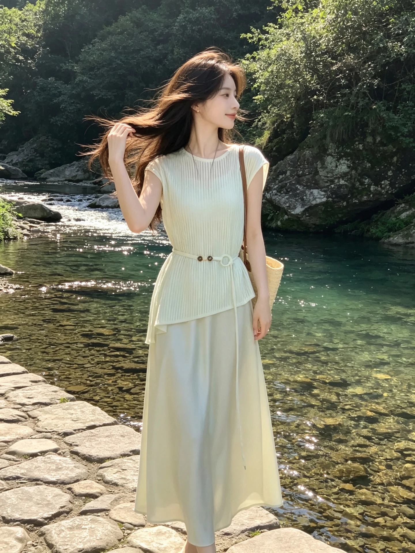 Elegant Hollow out Knitted Top And Satin Halter Dress Women's Fashion Set Summer High Waist Short Sleeve Two-Piece Ensemble
Elegant Hollow out Knitted Top And Satin Halter Dress Women's Fashion Set Summer High Waist Short Sleeve Two-Piece Ensemble
