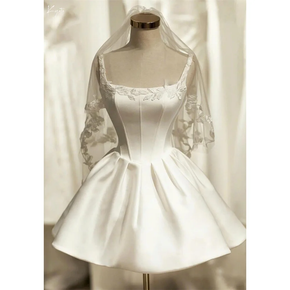 Kyoto Customized Beige Flowers Embroidery Sleeveless Wedding Dress Square Collar Pleats vestidos de novia A-Line Short Formal
Kyoto Customized Beige Flowers Embroidery Sleeveless Wedding Dress Square Collar Pleats vestidos de novia A-Line Short Formal