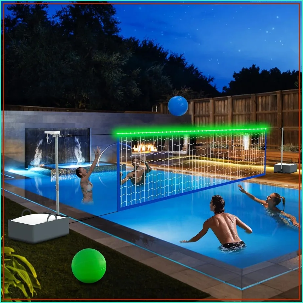 Pool Volleyball Net Set with Bright LED Lights, 15-32FT Adjustable for Inground Pools, Includes 2 Balls & Pump
Pool Volleyball Net Set with Bright LED Lights, 15-32FT Adjustable for Inground Pools, Includes 2 Balls & Pump