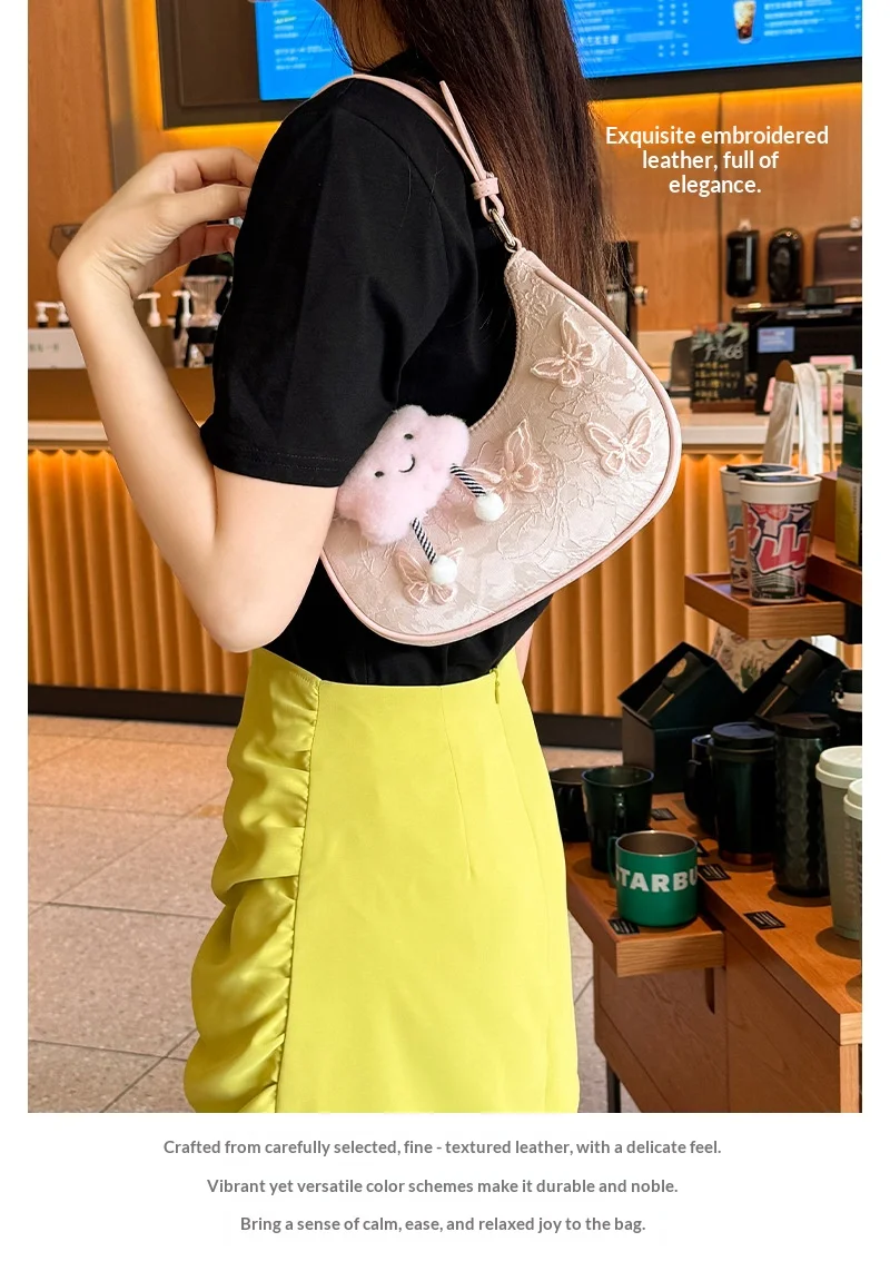 Women Handbag Fashion PU leather Lace Butterfly Hobo Bag Cute Cloud Charm Underarm Pouch Casual Portable Shoulder Bag Crescent
Women Handbag Fashion PU leather Lace Butterfly Hobo Bag Cute Cloud Charm Underarm Pouch Casual Portable Shoulder Bag Crescent