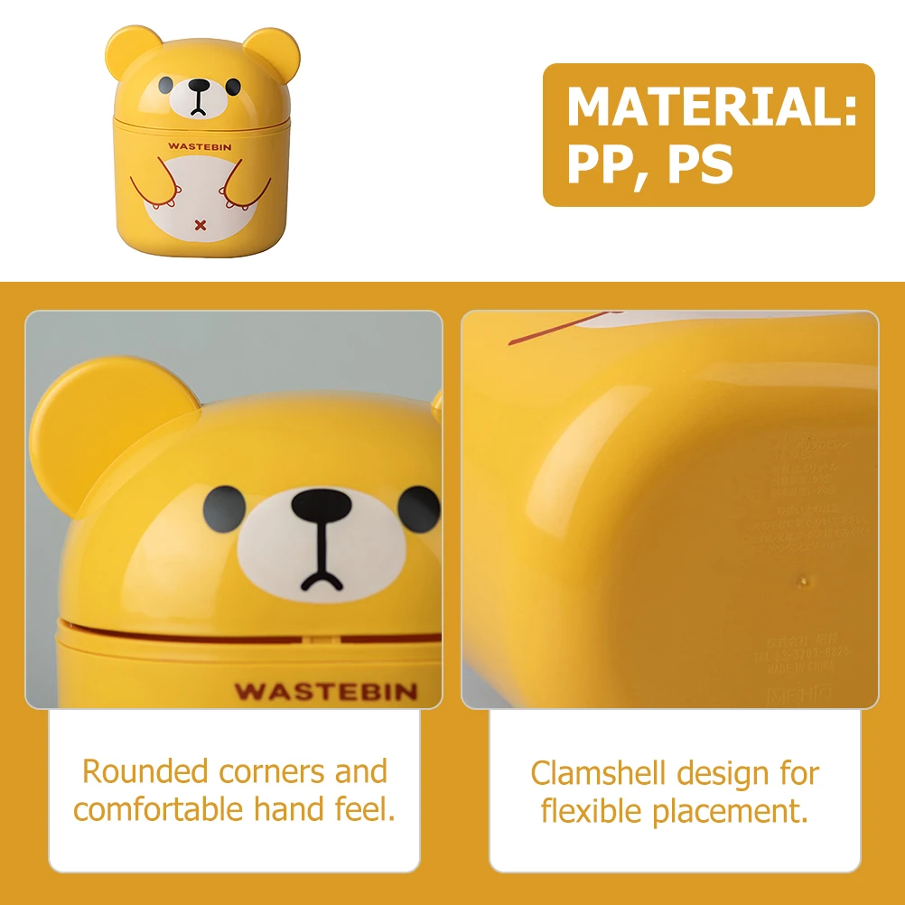 Mini Flipping Trash Bin Desktop Garbage Can Cartoon Bear Design Reusable Waste Basket Storage Solution Bedroom Office PP
Mini Flipping Trash Bin Desktop Garbage Can Cartoon Bear Design Reusable Waste Basket Storage Solution Bedroom Office PP