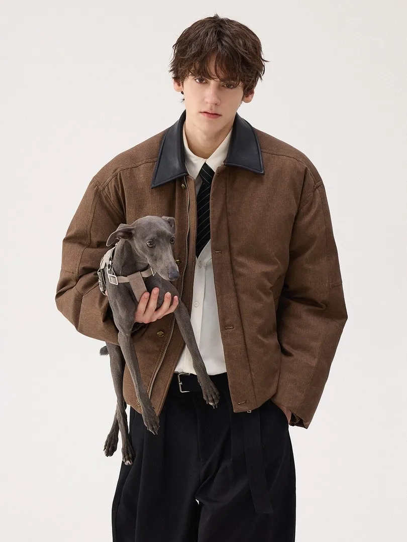 High-End Cotton Patchwork Leather Collar Men's ort Coat Warmth And Cold Resistance Cleanfit Cotton Jaet Outerwear
High-End Cotton Patchwork Leather Collar Men's ort Coat Warmth And Cold Resistance Cleanfit Cotton Jaet Outerwear