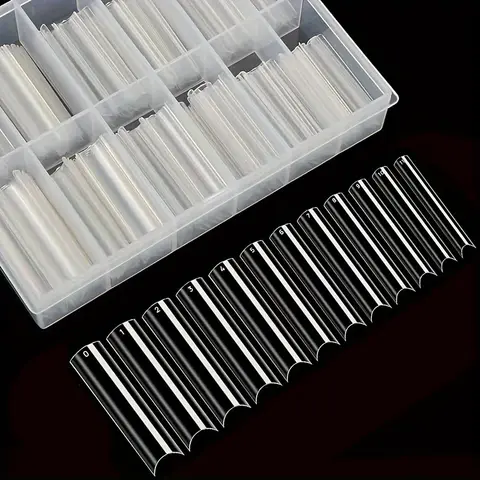 240Pcs Boxed Water Pipe Nail Tips French Square Head Extra Long Coffin Half Cover Extra Long Female Extra Long Nail Tips Transpa