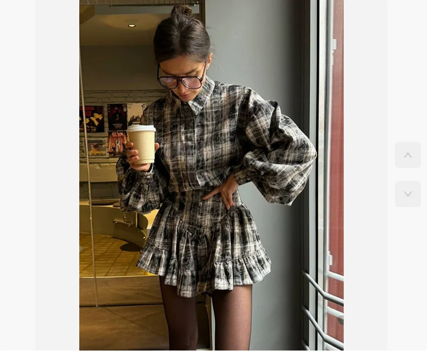 Casual Retro Plaid Women's Shirt ruffled skirt set Turndown Collar Ruffly Short Dresses Women New Fashion Vintage w1194
Casual Retro Plaid Women's Shirt ruffled skirt set Turndown Collar Ruffly Short Dresses Women New Fashion Vintage w1194