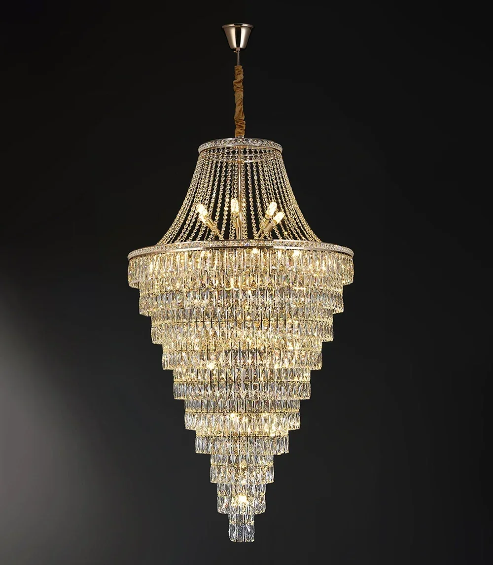Modern Duplex Floor Luxury Crystal Big Chandelier Hotel Lobby Living Room Spiral Staircase Villa Decorative Chandelier
Modern Duplex Floor Luxury Crystal Big Chandelier Hotel Lobby Living Room Spiral Staircase Villa Decorative Chandelier