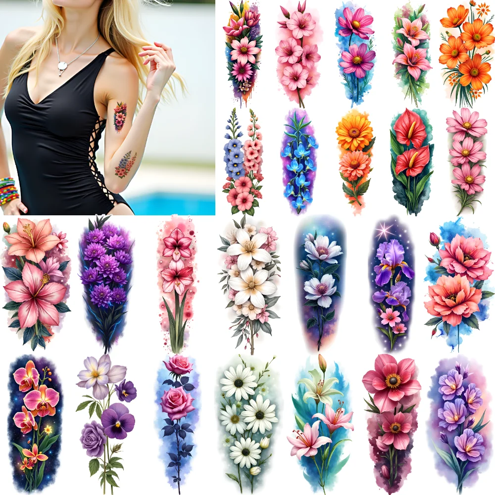9pcs Temporary Tattoo Pink Flowers Realistic Temporary Tattoos Purple Flowers Watercolor Flowers For Arms Male Shoulders
9pcs Temporary Tattoo Pink Flowers Realistic Temporary Tattoos Purple Flowers Watercolor Flowers For Arms Male Shoulders