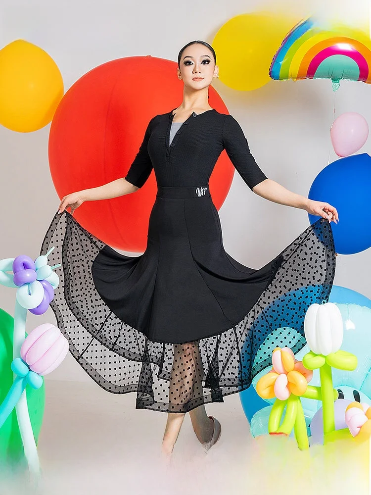 Modern Dance Skirt Women's High Waist f Skirt with Large Flounce Net Polka Dot Fibone National Stand Skirt WJJdance
Modern Dance Skirt Women's High Waist f Skirt with Large Flounce Net Polka Dot Fibone National Stand Skirt WJJdance