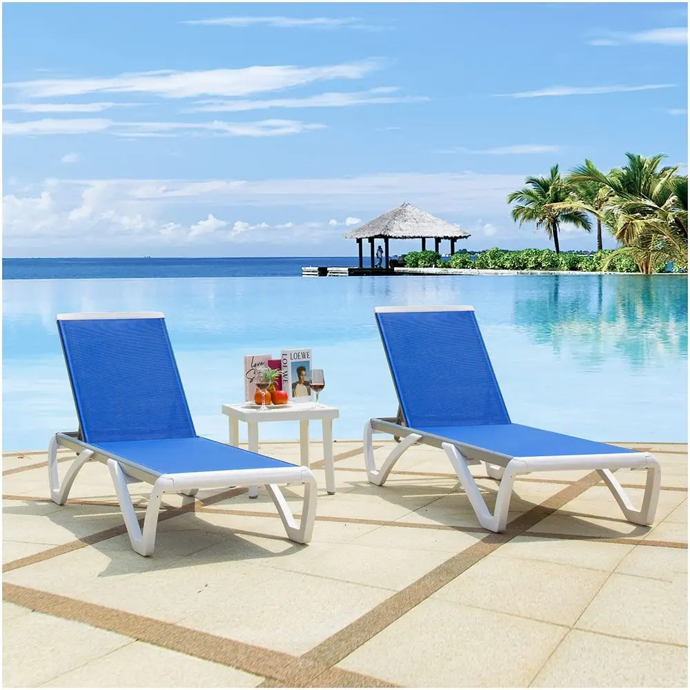 Outdoor Chaise Lounges, Adjustable Aluminum Patio Lounges, Plastic Pool Lounge Chairs for Deck Lawn Backyard2 Blue Lounges W Ta
Outdoor Chaise Lounges, Adjustable Aluminum Patio Lounges, Plastic Pool Lounge Chairs for Deck Lawn Backyard2 Blue Lounges W Ta
