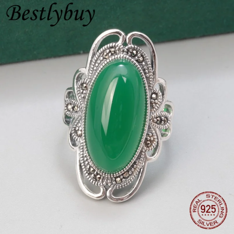 NEW 925 Sterling Silver Inlaid With Green Agate Egg Face Exaggerated Ring Retro Temperament Indian Handmade Luxury Jewelry
NEW 925 Sterling Silver Inlaid With Green Agate Egg Face Exaggerated Ring Retro Temperament Indian Handmade Luxury Jewelry