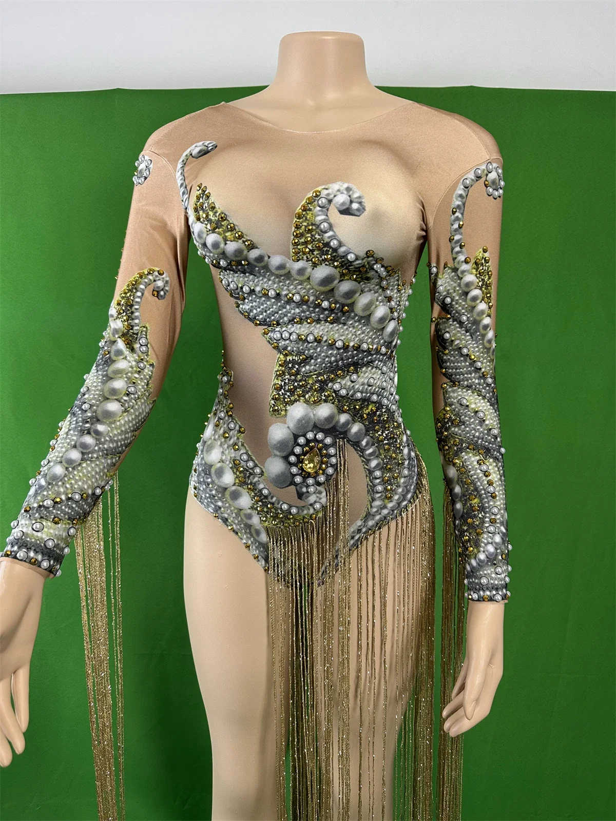 Women Tassel Beaded Dancer Singer DJ DS Gogo Stretch Bodysuits Drag Queen Outfit Performance Clothes Jazz Leotard 2025
Women Tassel Beaded Dancer Singer DJ DS Gogo Stretch Bodysuits Drag Queen Outfit Performance Clothes Jazz Leotard 2025