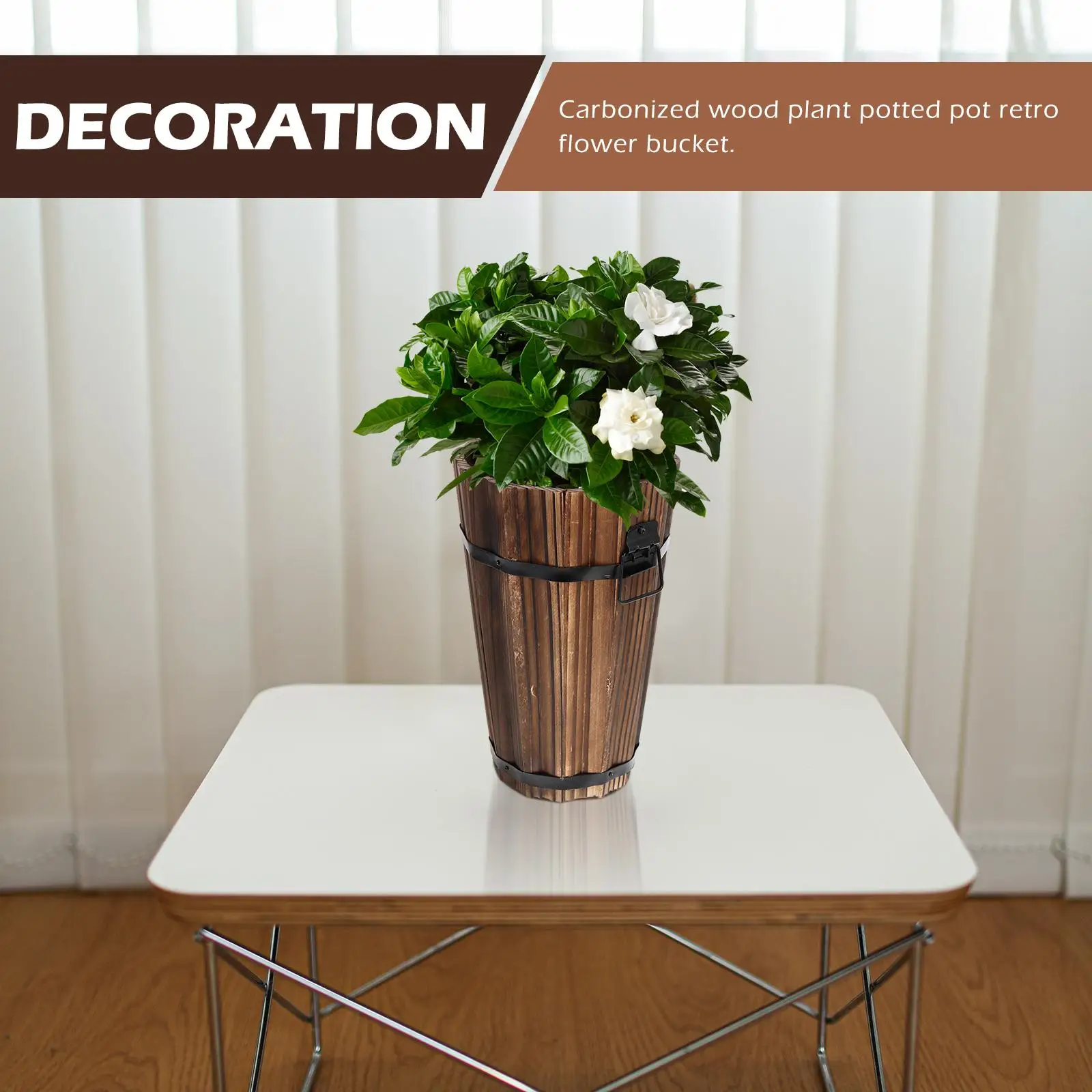 Retro Flower Pot Carbonized Wood Planter Small Bucket Durable Garden Balcony Yard Office Plant Succulents Herbs Vegetables
Retro Flower Pot Carbonized Wood Planter Small Bucket Durable Garden Balcony Yard Office Plant Succulents Herbs Vegetables