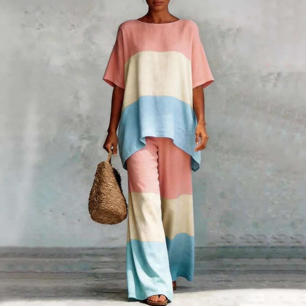Elegant Short Sleeve Tops And Wide Leg Pants Women Summer 2026 Fashion Loose 2 Piece Sets Casual
Elegant Short Sleeve Tops And Wide Leg Pants Women Summer 2026 Fashion Loose 2 Piece Sets Casual