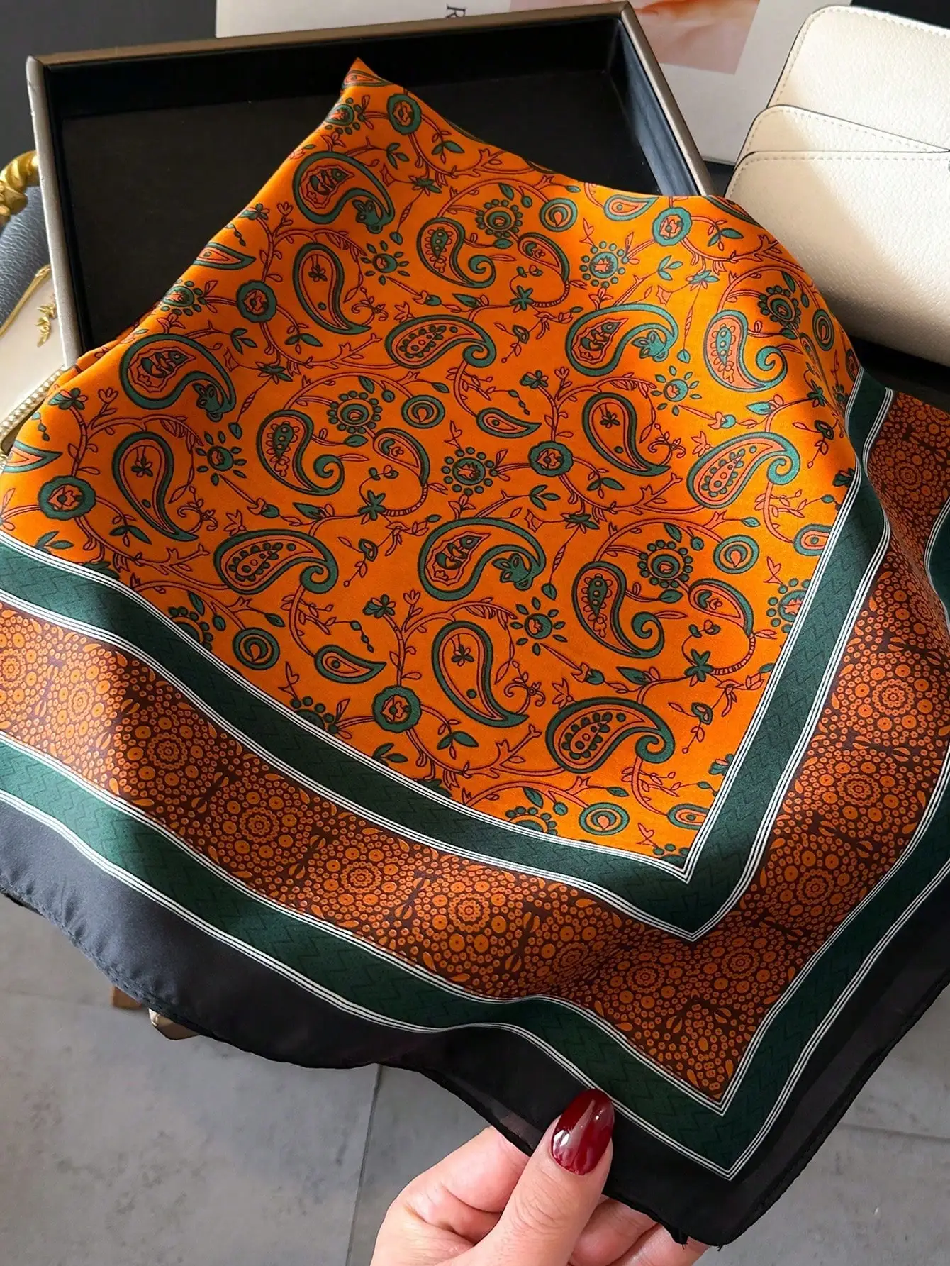 Paisley Print Satin Like Square Scarf For Women Neck Head Wrap
Paisley Print Satin Like Square Scarf For Women Neck Head Wrap