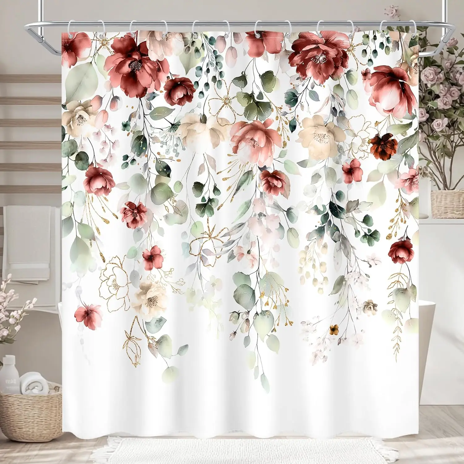 Vintage Floral Leaf Shower Curtain Rustic Botanical Print for Bathroom Decor
Vintage Floral Leaf Shower Curtain Rustic Botanical Print for Bathroom Decor