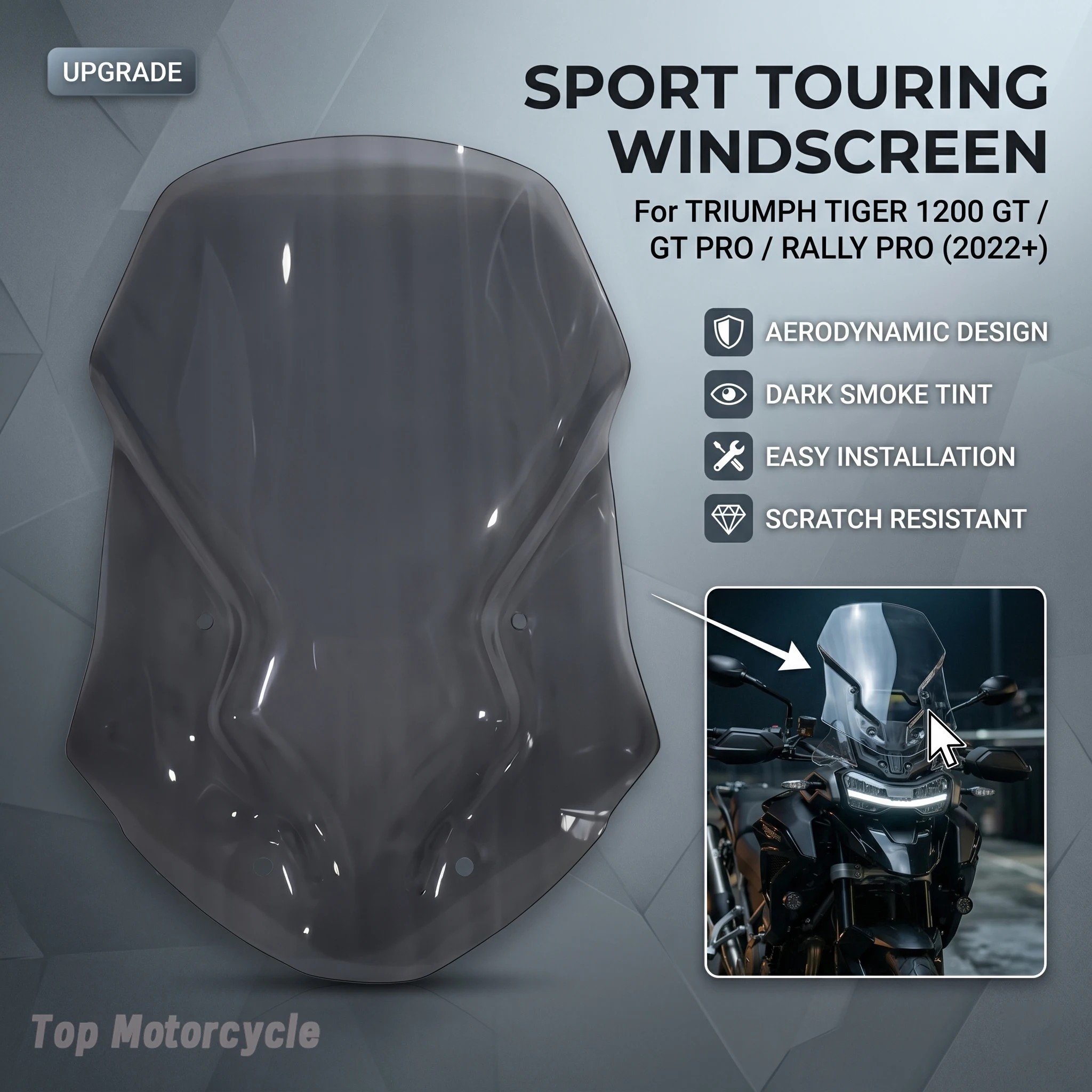 For Triumph Tiger 1200 GT Pro Rally Explorer Motorcycle Windscreen Windshield Wind Shield Deflector Accessory 2022+
For Triumph Tiger 1200 GT Pro Rally Explorer Motorcycle Windscreen Windshield Wind Shield Deflector Accessory 2022+