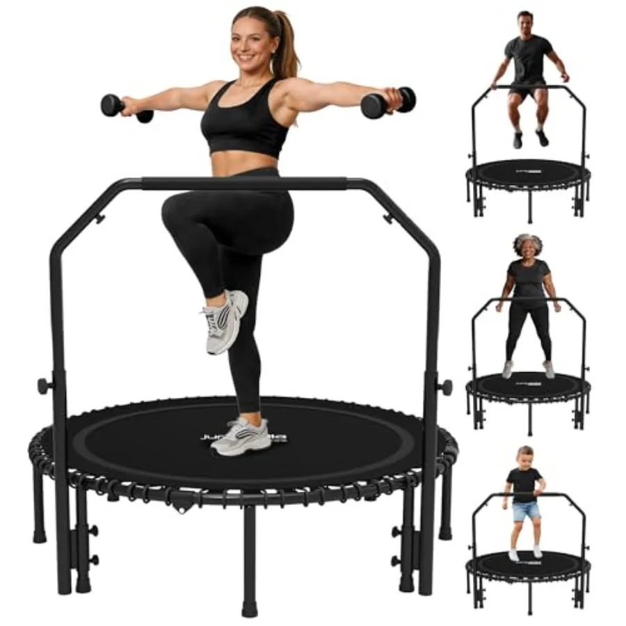 Fitness rebounder trampoline for adults with bar and elastic bands steel frame black 450/550 lbs capacity adjustable handle ind
Fitness rebounder trampoline for adults with bar and elastic bands steel frame black 450/550 lbs capacity adjustable handle ind