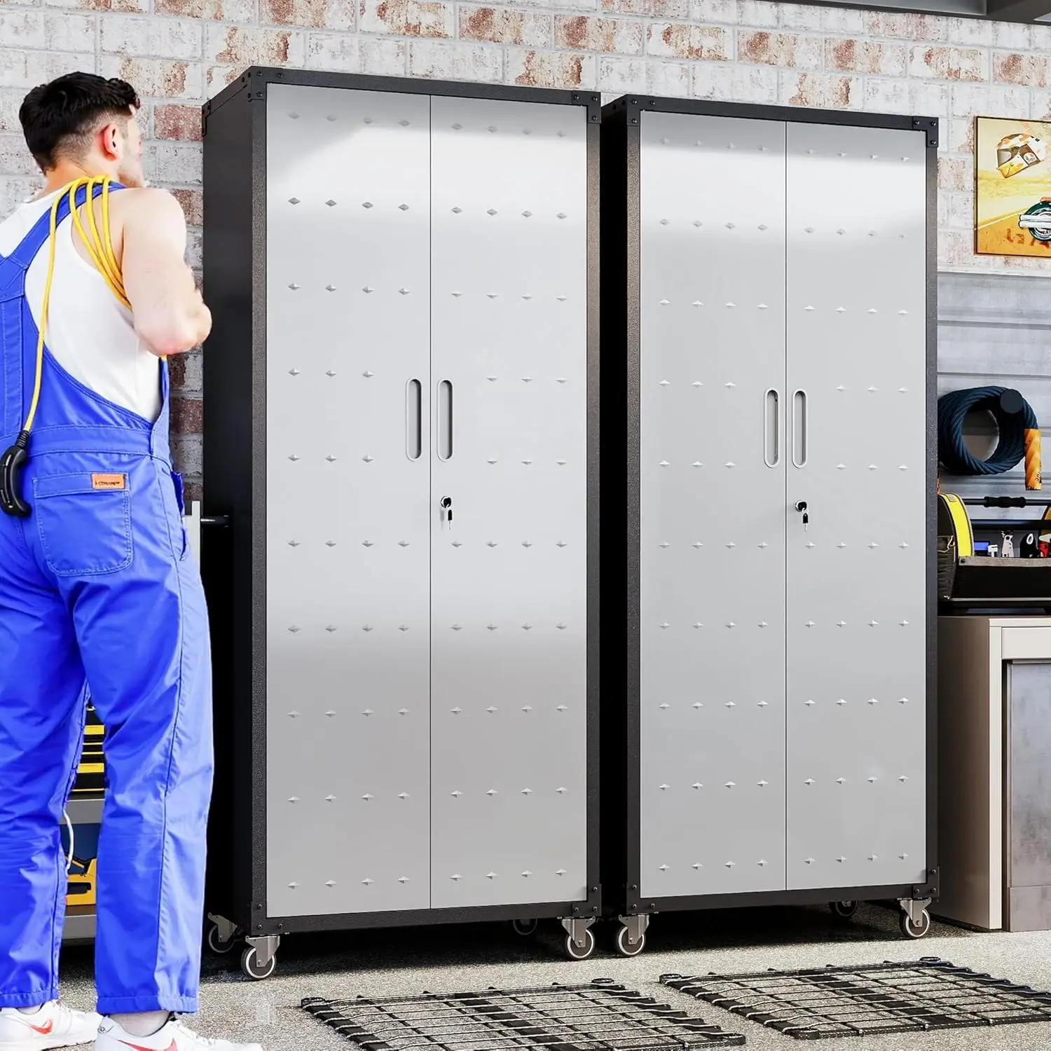 Металлический шкаф для хранения, 71-дюймовый передвижной инструментальный шкаф с перфорированной панелью и 3 регулируемыми полками, усиленные полки, на заказ
Металлический шкаф для хранения, 71-дюймовый передвижной инструментальный шкаф с перфорированной панелью и 3 регулируемыми полками, усиленные полки, на заказ