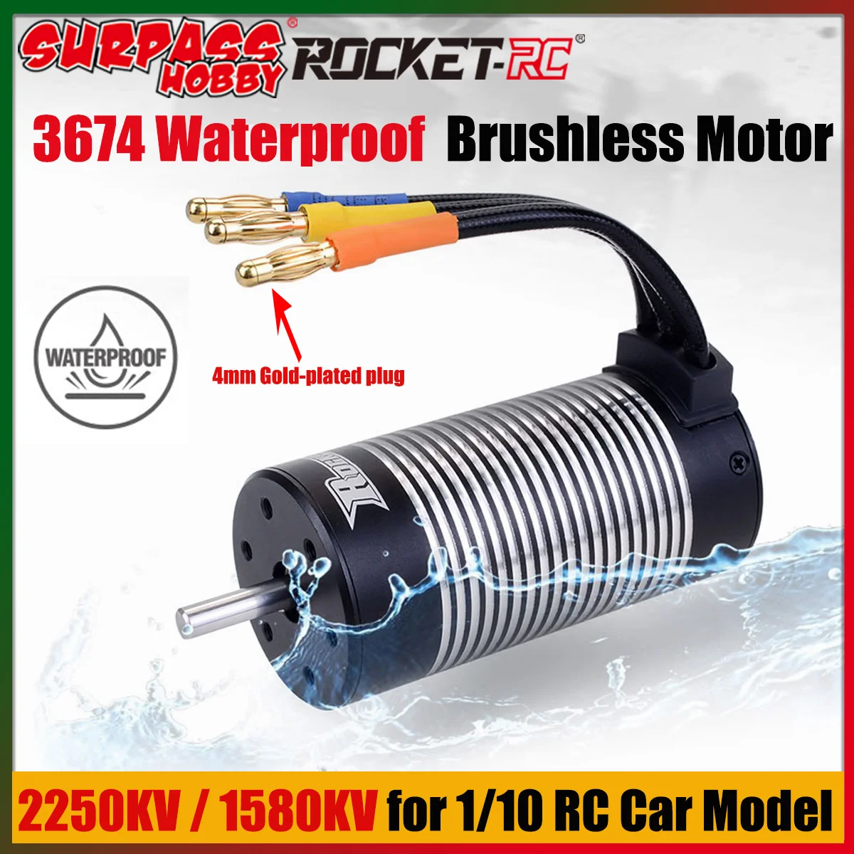 Surpass Hobby Rocket 3674 2250KV 1580KV Waterproof Brushless Sensorless Motor 5mm Shaft for 1/10 RC Car Truck Traxxas WLtoys
Surpass Hobby Rocket 3674 2250KV 1580KV Waterproof Brushless Sensorless Motor 5mm Shaft for 1/10 RC Car Truck Traxxas WLtoys