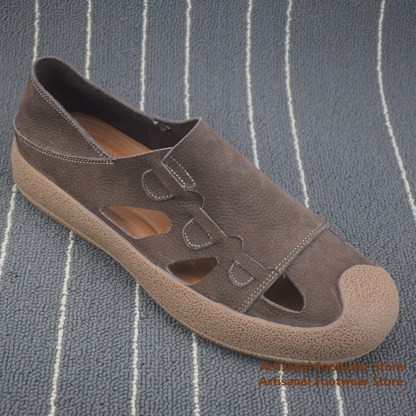 Brown Leather Closed Toe Slip On Sandals Vintage Hollow Out Leather Casual Summer Sandals Trendy Handmade Men's Sandals
Brown Leather Closed Toe Slip On Sandals Vintage Hollow Out Leather Casual Summer Sandals Trendy Handmade Men's Sandals